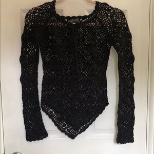 Takeout Black Crochet Top Grunge Goth Size M